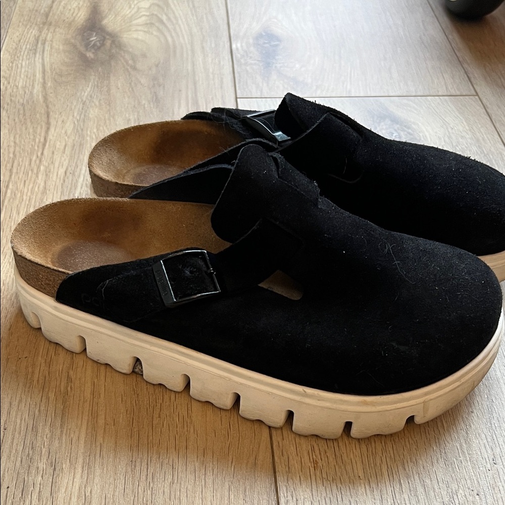 Papillio Black Mules with White Soles